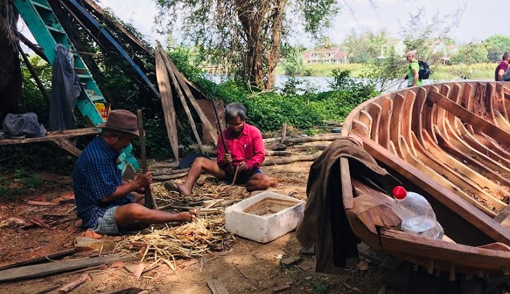 River boat making by traditional method (Hoi An)